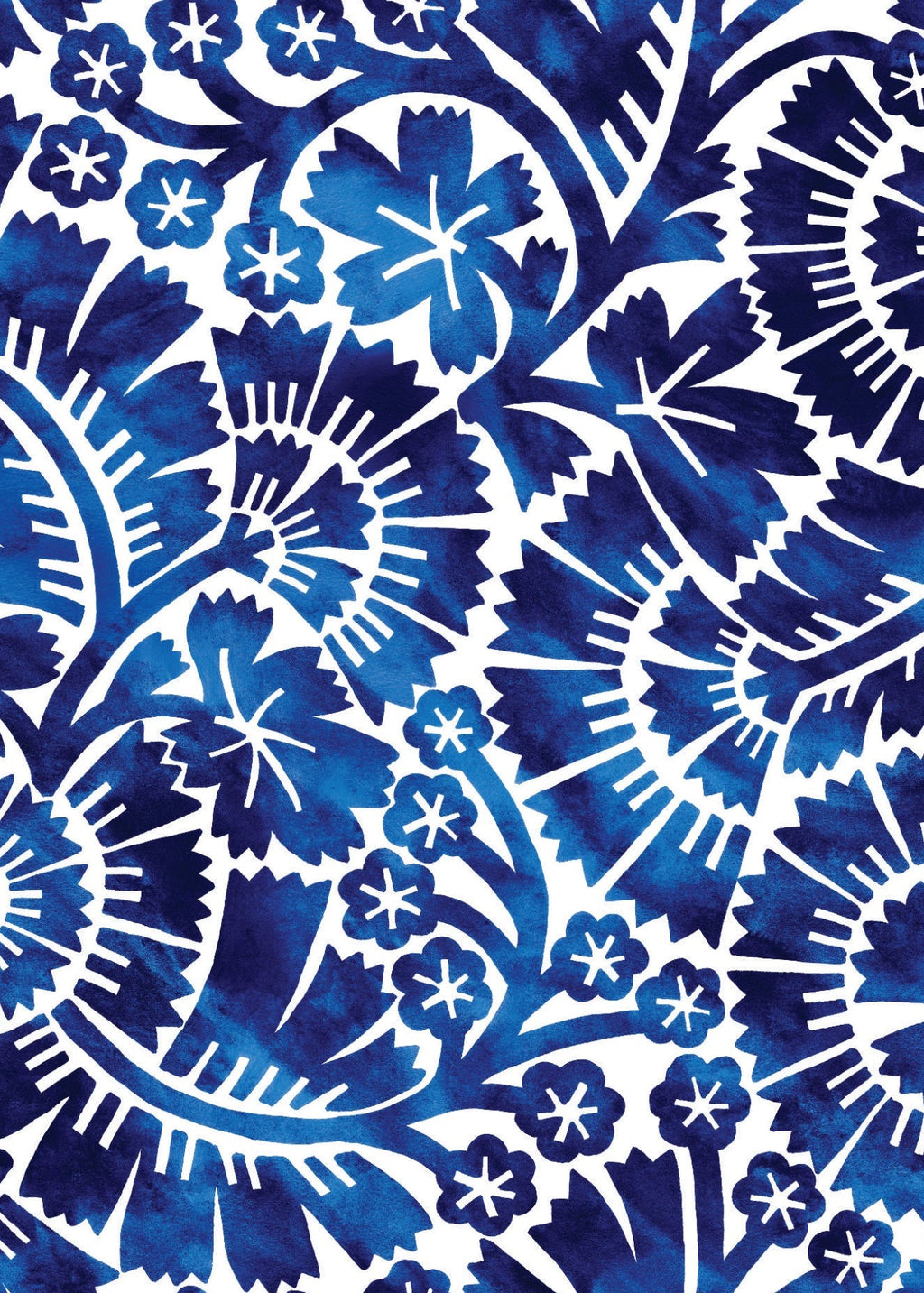 Print deails of the china print in white and blue